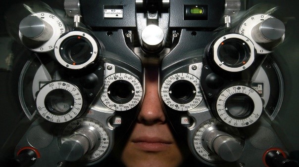 Person getting eyes checked.