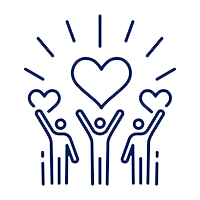 Icon of people holding up hearts
