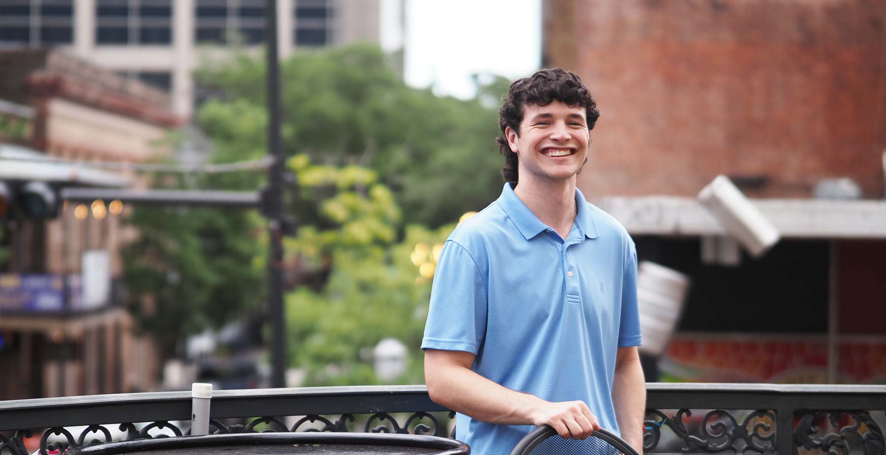 At CMG Engineers in downtown Mobile, Robert Greenwood is putting into practice the theory he learned as a mechanical engineering student at the University of South Alabama. Photos of Robert Greenwood in downtown Mobile.